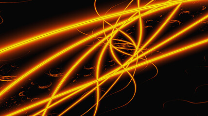 Naklejka premium bright abstract pattern of orange lines on a black background, design