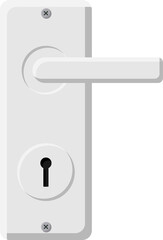 Door handle and lock. Chrome doorknob