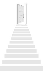 White stairs and open door