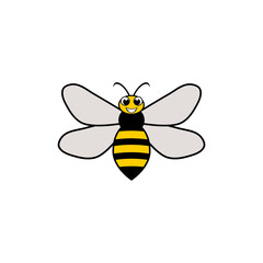 Honey bee logo cute flat style design isolated on white background