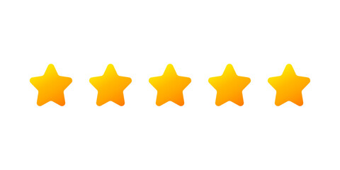 Five star rating icon set isolated on white background. Feedback, Review and rate us stars Simple vector illustration in flat style design.