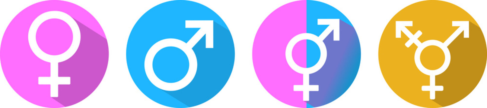 icons of the different genders, woman, man, including transgender