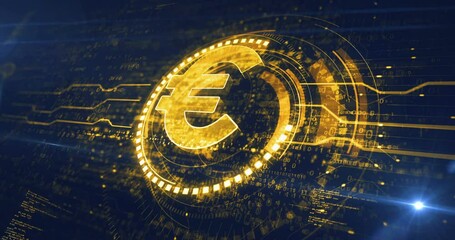 Euro stablecoin currency business and digital money symbol digital concept. Network, cyber technology and computer background abstract 3d animation. Seamless and loopable. - Powered by Adobe