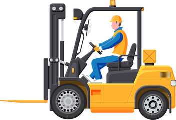 Forklift truck with driver
