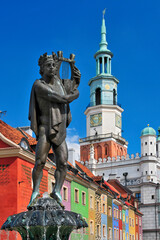 Apollon fountain in Poznan, Greater Poland Voivodeship, Poland. - obrazy, fototapety, plakaty