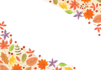 水彩絵の具で描いた秋の紅葉フレーム