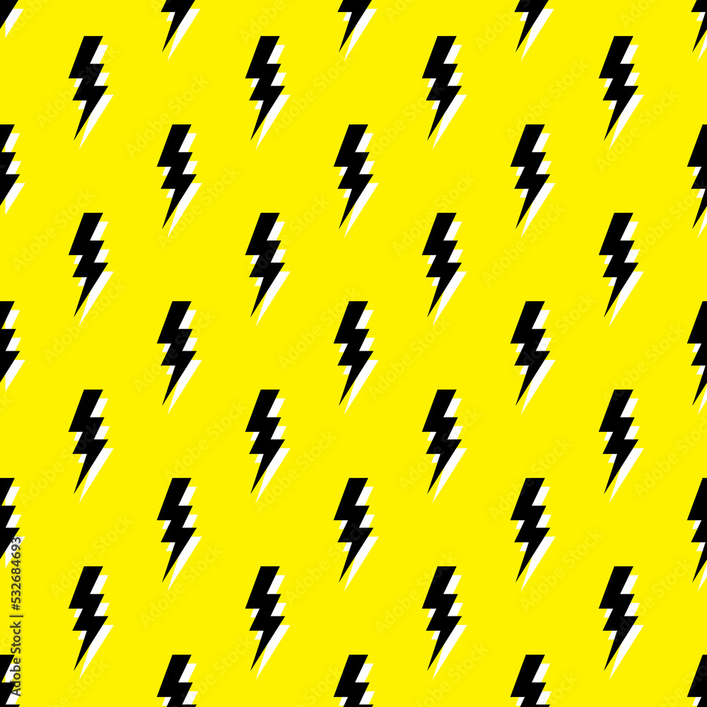 Poster thunder vector seamless pattern, wallpaper. bolt symbol pattern. yellow seamless pattern with electr