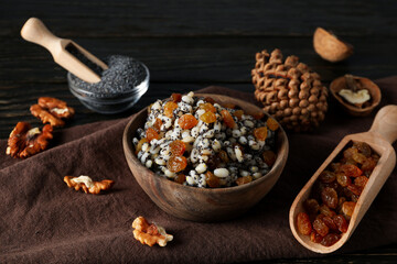 Concept of Orthodox Christmas food, Kutya, close up