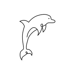 One line Dolphin icon vector background.  Continuous outline of a Dolphin icon. Vector illustration