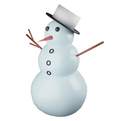 3D rendering side view snowman isolated on transparent background 2