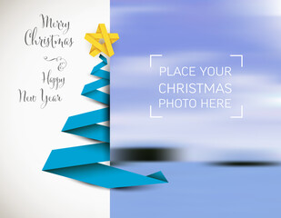 Christmas card with Christmas tree and your photo placeholder