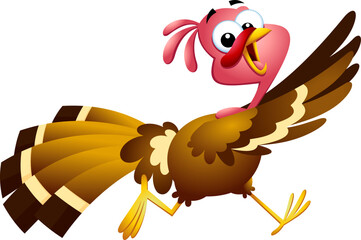 Scared Turkey Baby Cartoon Character Running. Vector Illustration Flat Design Isolated On Transparent Background