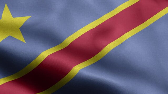 Flag Of Democratic Republic of the Congo - Democratic Republic of the Congo Flag High Detail - National flag Democratic Republic of the Congo wave Pattern loopable Elements - Fabric texture and