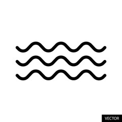 Wave vector icon in line style design for website design, app, UI, isolated on white background. Water waves symbol. Editable stroke. Vector illustration.