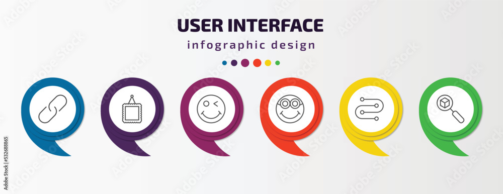 Poster user interface infographic template with icons and 6 step or option. user interface icons such as im