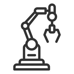 Automatic robot with a mechanical arm - icon, illustration on white background, outline style