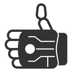 Obraz premium Mechanical robot arm showing class gesture - icon, illustration on white background, glyph style