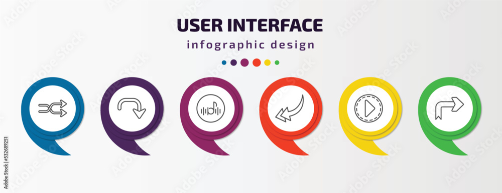 Poster user interface infographic template with icons and 6 step or option. user interface icons such as cr