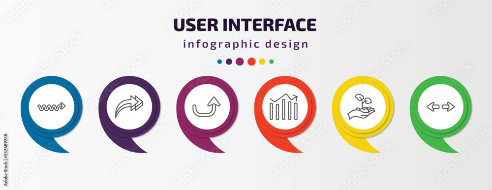 Poster user interface infographic template with icons and 6 step or option. user interface icons such as sc