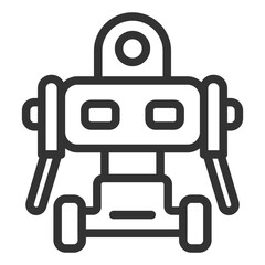 Mobile robot on wheels - icon, illustration on white background, outline style