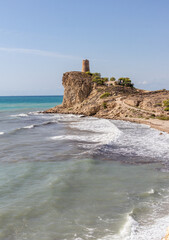 Fototapeta na wymiar Cliffs and Mediterranean sea in the south of Spain. White coast Spain. Valencian Community.