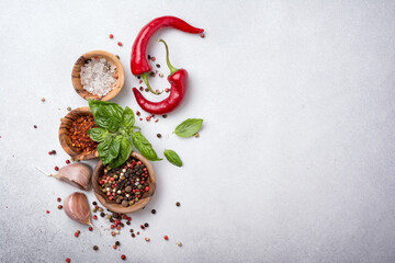 Bright spices or seasonings for tasty, healthy and aromatic cooking