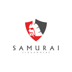 Samurai head logo design vector. Samurai warrior logo template