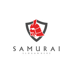 Samurai head logo design vector. Samurai warrior logo template