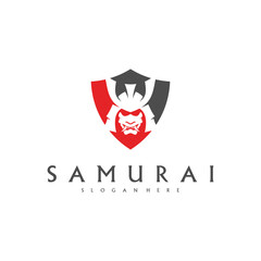 Samurai head logo design vector. Samurai warrior logo template
