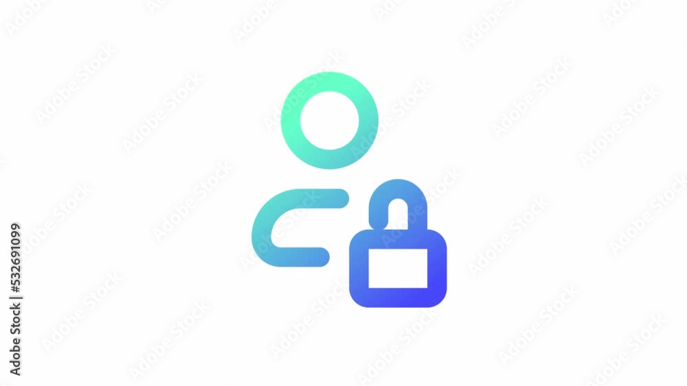Poster animated private gradient ui icon. hidden contact. user profile. seamless loop 4k video with alpha c
