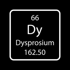 Dysprosium symbol. Chemical element of the periodic table. Vector illustration.