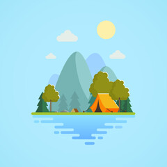camping landscape vector