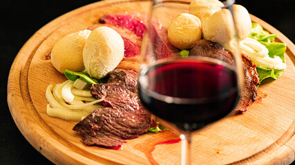 beef steak with wine