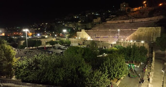 Aerial footage on a busy boulevard downtown Amman.