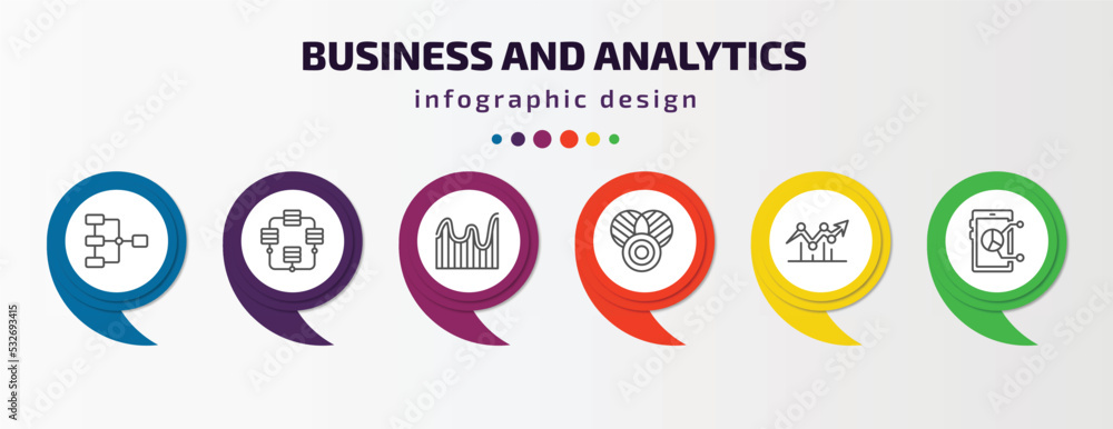 Poster business and analytics infographic template with icons and 6 step or option. business and analytics 