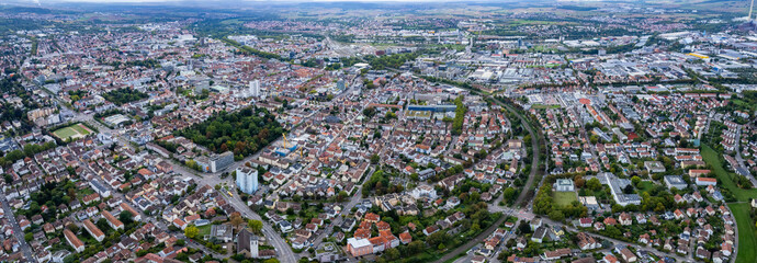 Panorama Aerial of the city Heilbronn in Germany - obrazy, fototapety, plakaty