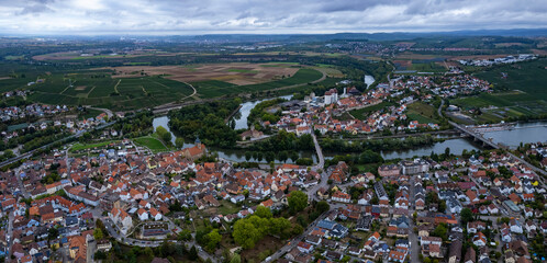 Aerial of the town Lauffen am Neckar in Germany