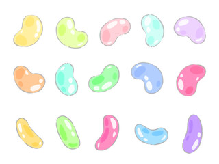 Pastel color jelly beans gummy Simple and cute hand-drawn illustration / パステル系ゼリービーンズ グミのシンプルでかわいい手描きイラスト