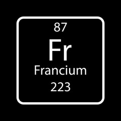 Francium symbol. Chemical element of the periodic table. Vector illustration.