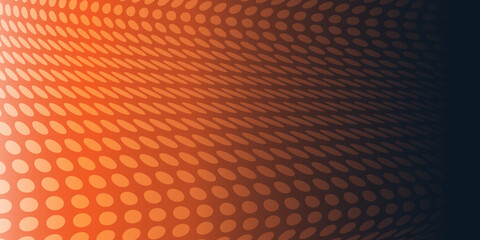 Obraz premium Brown and Orange Wavy Spotted Pattern, 3D Curved, Round Lit Transparent Surface - Abstract Futuristic Minimalist Background with Bright Light and Dotted Texture - Vector Illustration Template