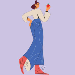 illustration girl apple 