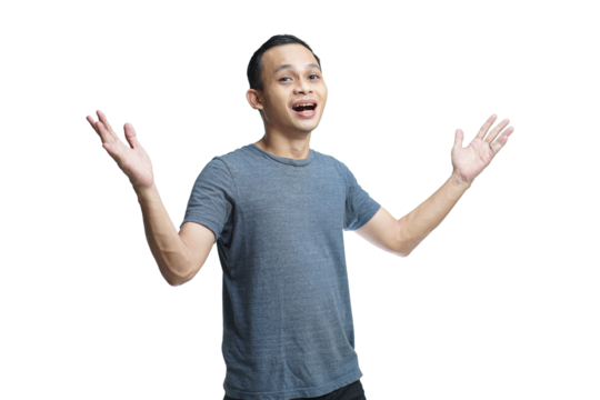 handsome asian man on isolated studio background