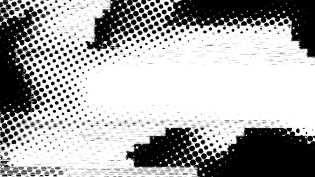 Black and white halftone gradient animation. 2D rendering abstract background