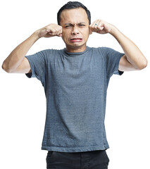 Fototapeta premium crying asian man isolated on studio background