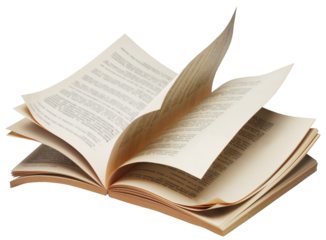 Opened book browsing pages shuffling, isolated