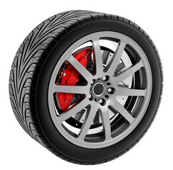 Performance tire on transparent background