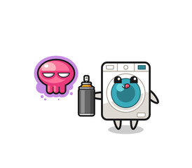 Fototapeta premium washing machine cartoon make a graffiti with a spray paint