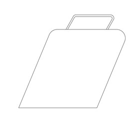 Graphic illustration of a shopping bag in black and white. Medium in size and has a handle to hold. Still empty inside.