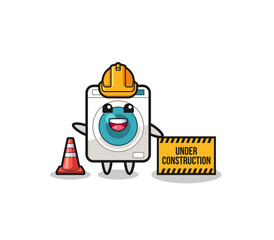 illustration of washing machine with under construction banner