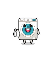 washing machine mascot doing thumbs up gesture